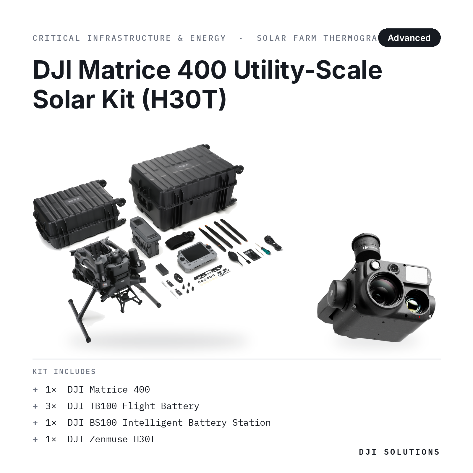 DJI Matrice 400 Utility-Scale Solar Kit (H30T) — kit contents graphic